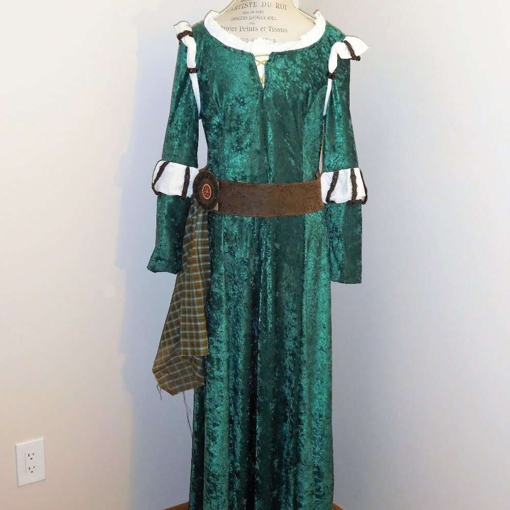 Handmade 3-piece Brave Merida Inspired Velour Costume in Forest Green